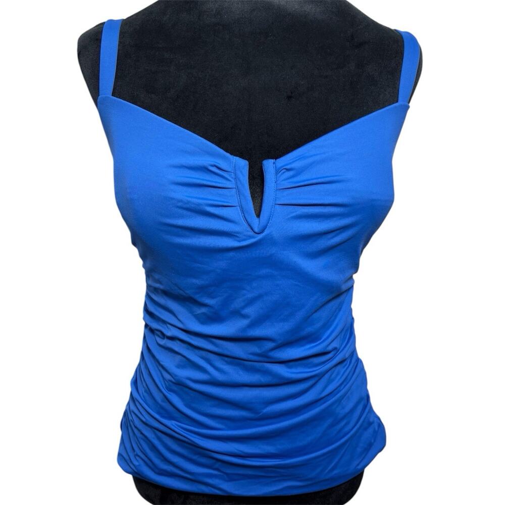 Soma Swim Tankini‎ Top Snorkel Blue V Wire Ruched Sides Women’s Large